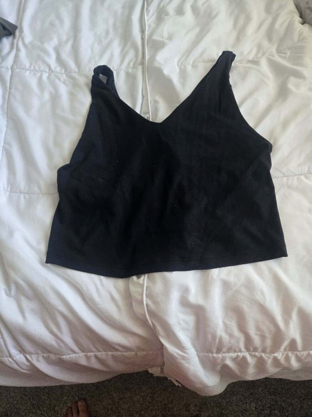 Athleta Transcend Black Cropped Tank Top Vneck Sz Large